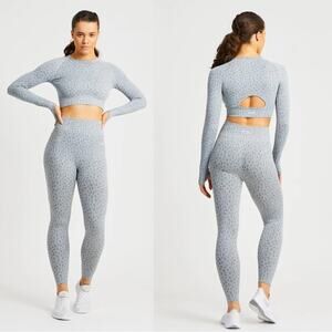 AYBL Women's Evolve Light Gray Speckly Seamless Crop Top & Leggings Size XS